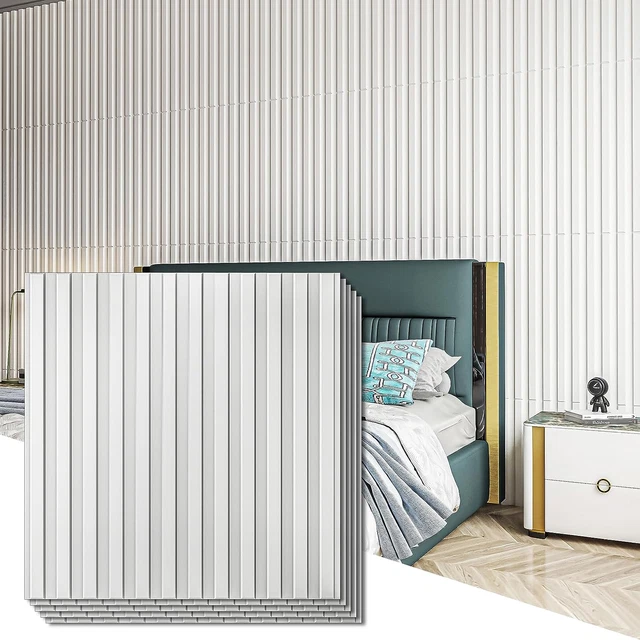 SLAT WALL PANEL, 3D Fluted Textured PanelTile 19.7 X 19.7In. 12