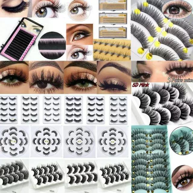 10 Paar 3D Fake Lashes Künstliche Wimpern Set 100% Faux Falsche Eyelashes Hot DE