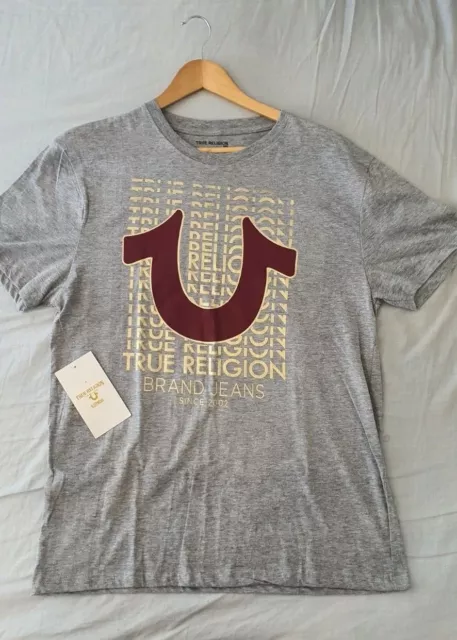 TRUE RELIGION MEN'S Metallic Foil Horseshoe Tee T-Shirt $31.50