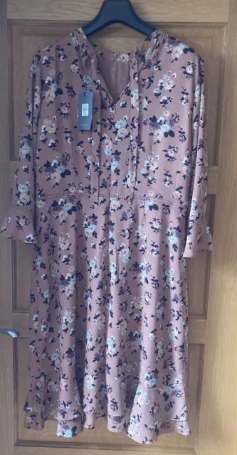 OASIS Loganberry Floral Roses Blush Pink Dress; Size 18 Tall / Long; BNWT