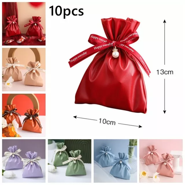 10X Cuir Mariage Bonbon Sac Emballage Cadeau Bijoux Rangement Anniversaire Fête