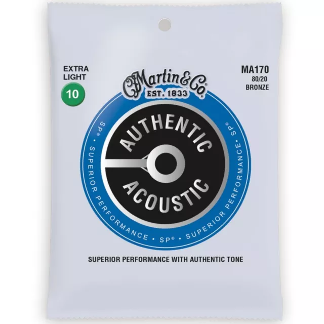 Martin MA170 Authentic Acoustic SP 80/20 Bronze Guitar Strings, Extra Light