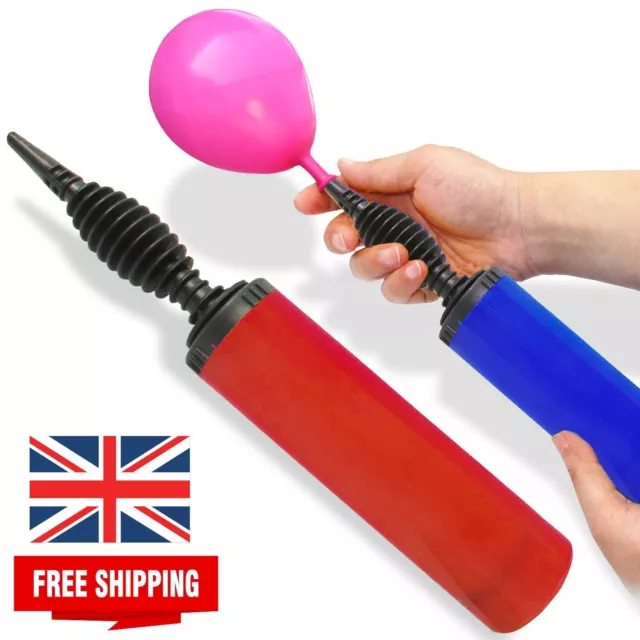 Balloon Pump Set With Tie Tool Hand Held Portable Air Inflator Party Tool Uk