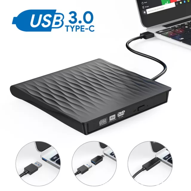 External CD DVD ROM Writer Burner Player Drive USB PC Laptop Mac Windows 7/8/10