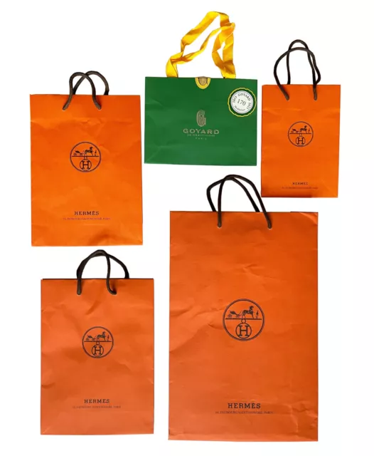 Authentic Hermes Empty Orange Shopping Gift Paper Bag. 11.75 x 11.75 x 4  NEW