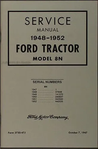 Ford 8N Tractor Shop Manual 1948 1949 1950 1951 1952 Service Repair Book