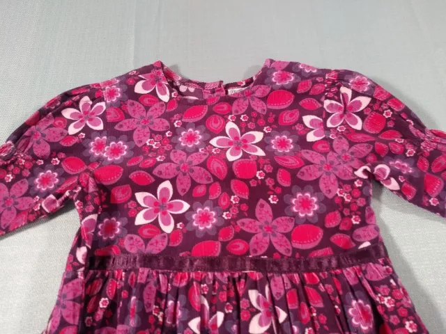 Bob Der Bar Corduroy  Dress Girls 98 2 Floral Purple Pink Daisies Long Sleeve 2