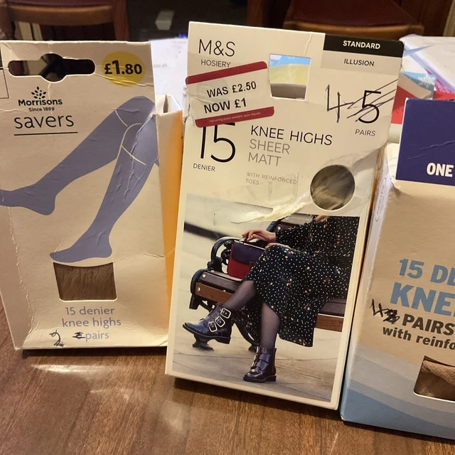 LADIES TIGHTS. KNEE High. Ten Pairs. M&S, Morrisons. Chiffon. 15 Denier