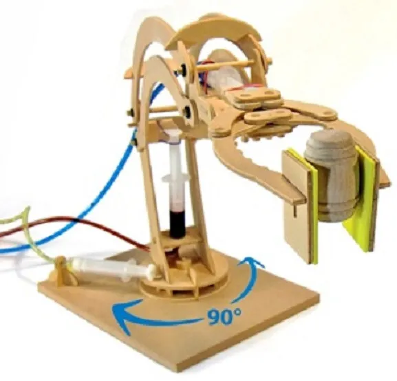 Hydraulic Robotic Arm: Pathfinders Wood Construction Model Kit Age 8 plus 3
