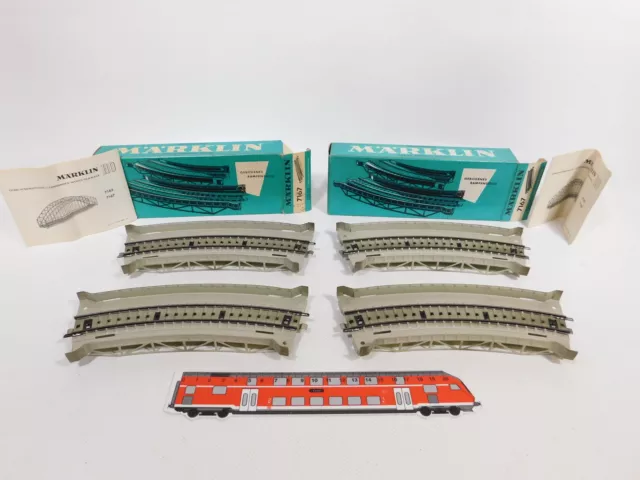 DK560-0, 5 #4x Märklin H0 AC 7167 Ramp Pieces M Track for Bridge Mint +Box