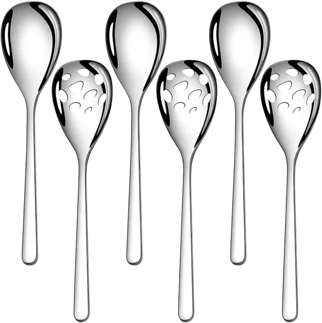 AOOSY Serving Spoons 6 Pieces,Include 3 Serving Spoons and 3 Slotted Serving Spo