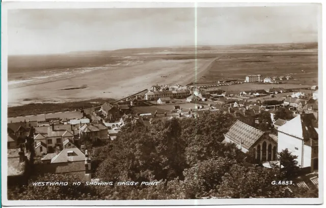 Lovely Old R/P Postcard - Westward Ho Showing Baggy Point - Devon 1937