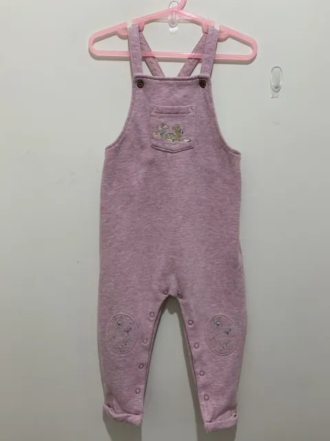 Cute BabY Girls Next Pink Embroidered Deer Dungarees Romper 18-24m💗