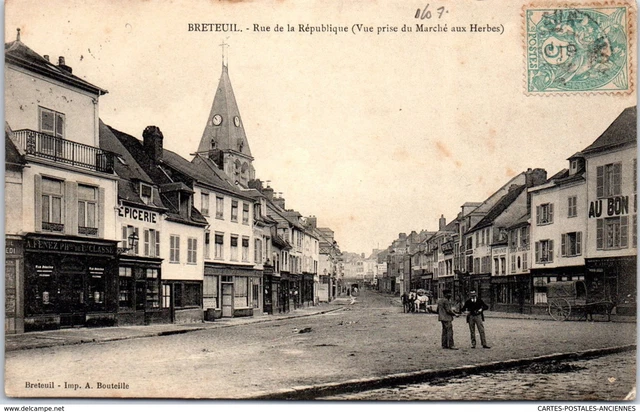 60 BRETEUIL - rue de la republique prise du marche aux herbes