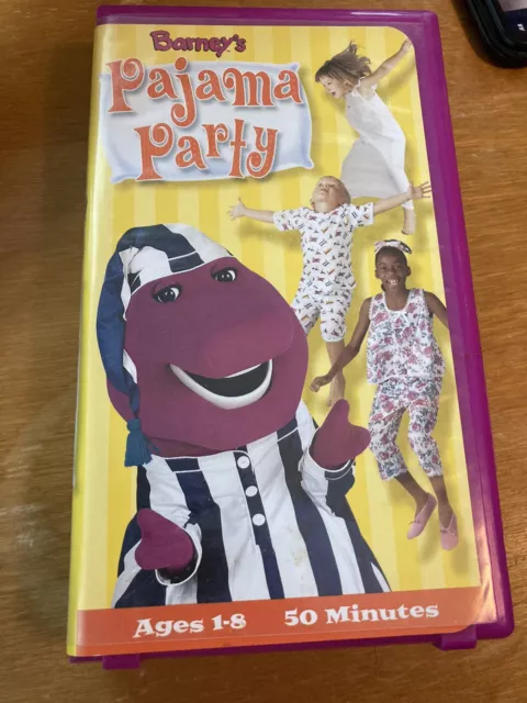 BARNEYS PAJAMA PARTY (VHS, 2001) WHITE TAPE Purple Clam RARE OOP kids ...