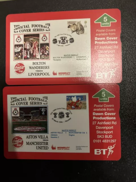 BTG 579 591 Football Covers Manchester United Liverpool  BT Phonecard Rare MINT
