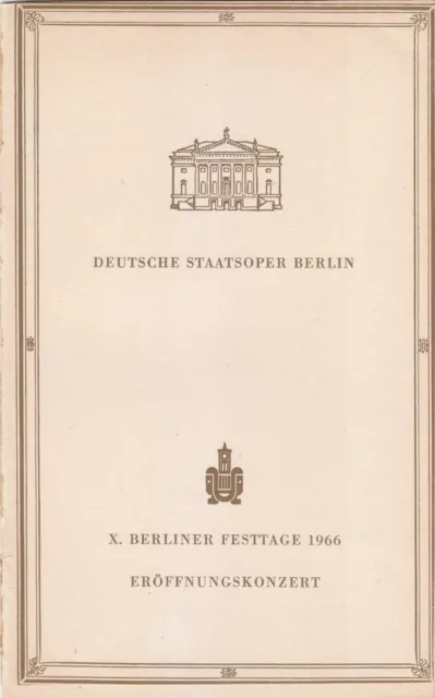 Konzertprogramm 1966 Ost-Berlin Igor Oistrakh Paul Dessau Otmar Anzug