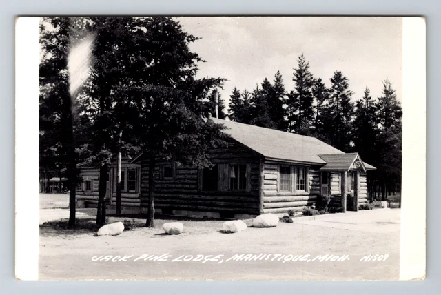 Manistique MI-Michigan, RPPC Jack Pine Lodge, Real Photo Vintage Postcard