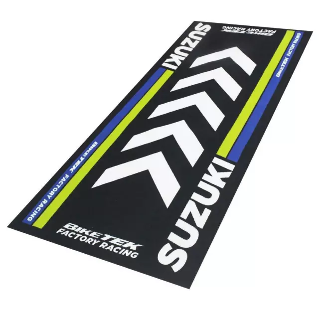 BikeTek Series 4 Garage Mat Suzuki 190 x 80cm Motorcycle Display Workshop Mats