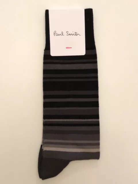 PAUL SMITH Signature Stripe grey black cotton socks 'Made In England' NEW