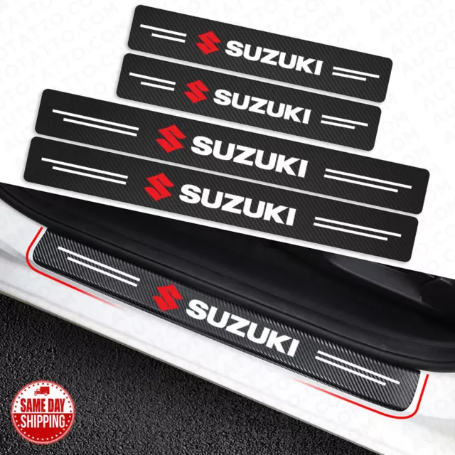 4x Suzuki Car Door Plate Sill Scuff Cover Anti Scratch Decal Sticker Protector