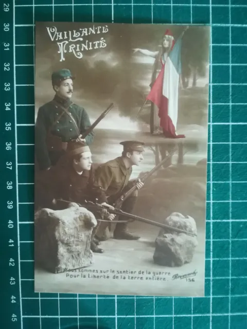 SL138 CPA circa 1914 WW1 Patriotique - Soldats alliés unis contre les Allemands