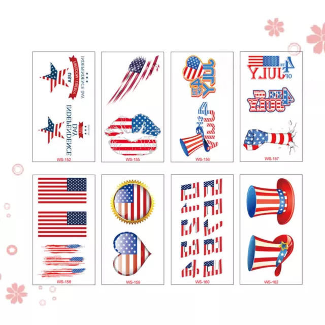 16 Pcs Usa Flag Stickers Patriotic Temporary Tattoos The Face