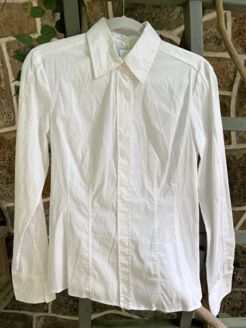 BOSS HUGO BOSS NWT Bashina6 size 8 stretch blouse White orig $195 2