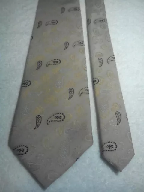 Reserve Men's Tie in Fawn with a Gold White and Black Embossed Paisley Pattern