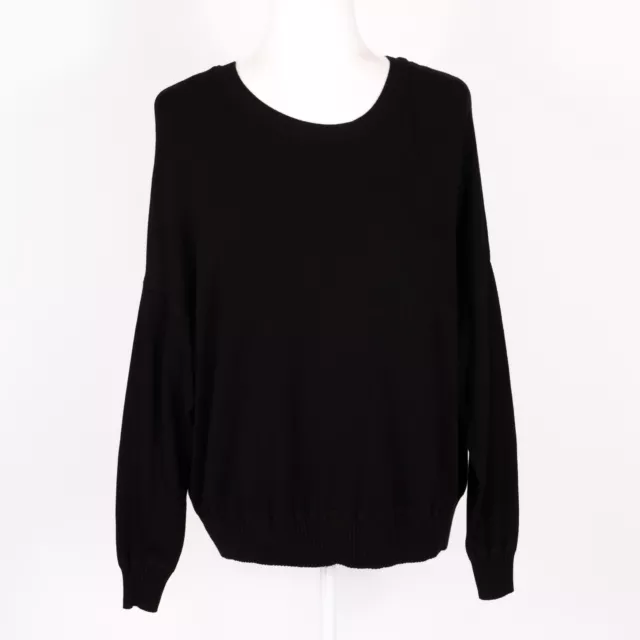 Magaschoni Black Knit Long Sleeve Pullover Crew Neck Sweater Top - SZ M