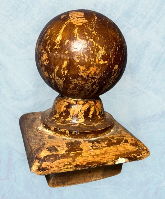 ANTIQUE WOOD FINIAL Turned Wood For Bed Stairs Fence Newel post round
