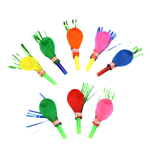 30 piezas Globo Musical Blow Outs Mezclado Brillo Flecos Metalálico Ruido Niños