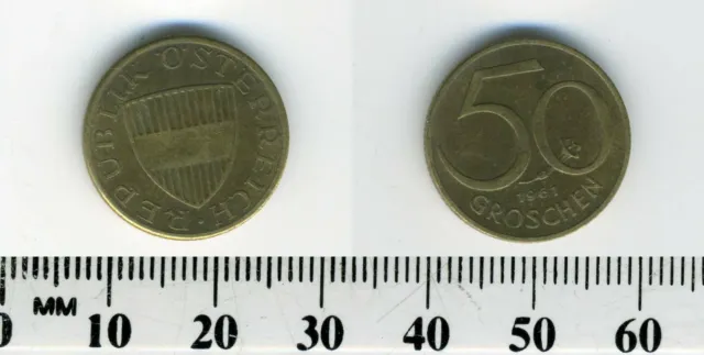 Austria 1961 - 50 Groschen Aluminum-Bronze Coin - Austrian shield 2
