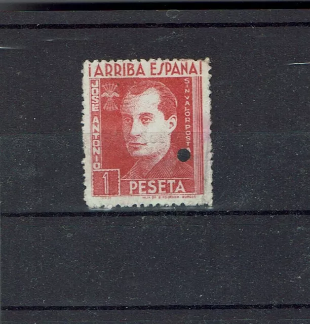alte Bürgerkriegsmarke Spanien " ARRIBA ESPANA - 1 Peseta " mit Lochung