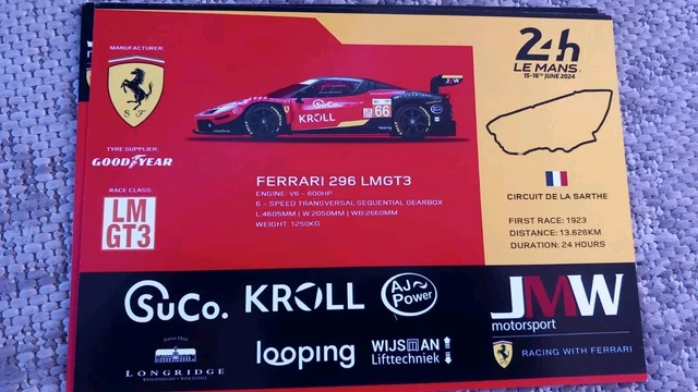 CARTE CARD DEDICACEE 24 Heures Du Mans 2025 Oreca Apr #45 Le Mans 24H