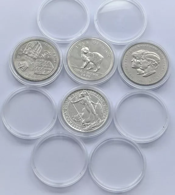 Coin Capsules Cases 39mm [ £5,CROWN,1oz silver ] 10,20,50,100 capsules