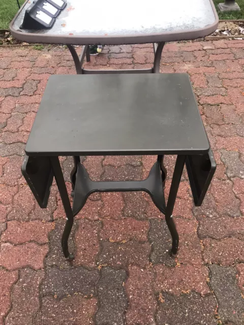 vintage toledo guild, OLIVE GREEN rolling folding metal typewriter stand table vintage toledo guild, OLIVE GREEN rolling folding metal typewriter stand table