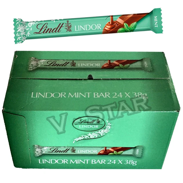 LINDT LINDOR MINT Milk Chocolate Bars 24 x 38g Full Box £32.99