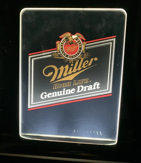 VINTAGE 1986 MILLER Genuine Draft Beer Bar Light Sign Milwaukee