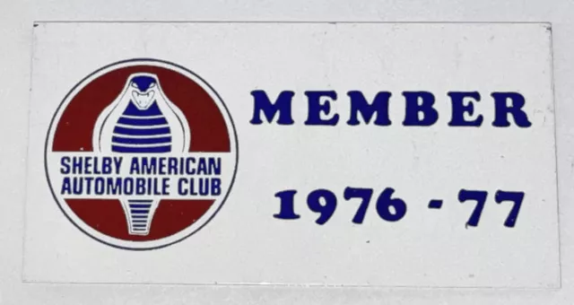 1976-77 Shelby American Automobile Club Plate Plaque Emblem