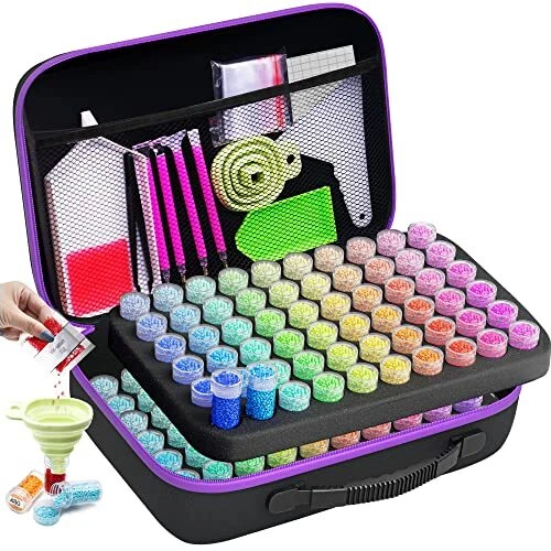 Diamond Painting Storage Boxes, 120 Slots Bead Storage Large（120 Jars） Black