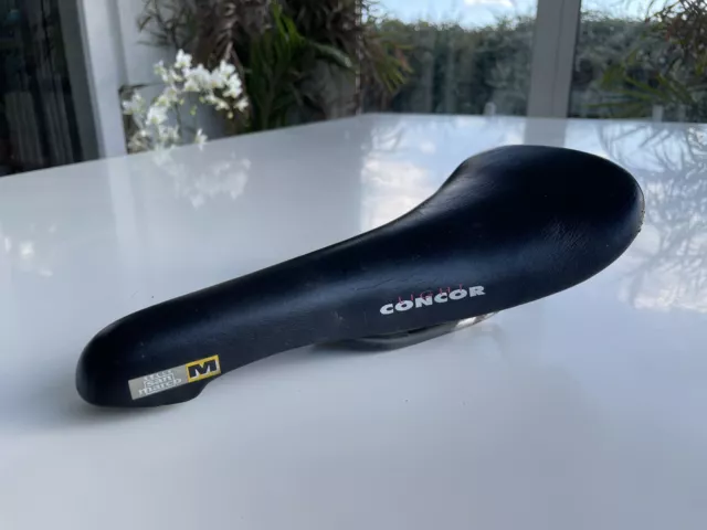 Selle San Marco Concor Light Saddle - Black Leather, Very Light - Vintage Saddle