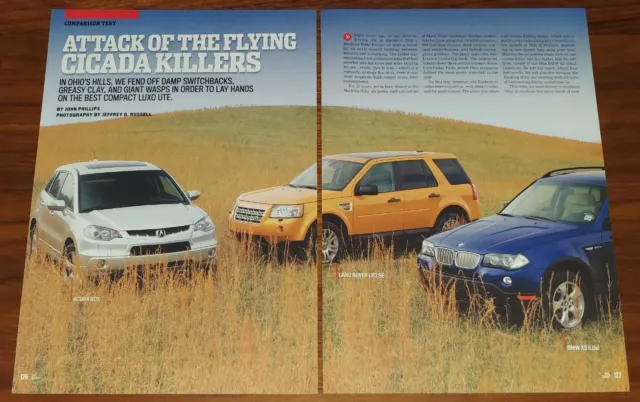 BMW X3 3.0si ACURA RDX LAND ROVER LR2 SE MAGAZINE ARTICLE CAR AND DRIVER LUX UTE