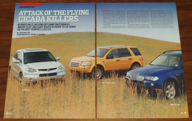 BMW X3 3.0si ACURA RDX LAND ROVER LR2 SE MAGAZINE ARTICLE CAR AND DRIVER LUX UTE