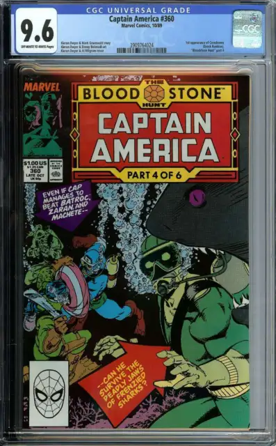 Captain America #360 Cgc 9.6 Ow/Wh Pages // 1St App Crossbones Cameo Marvel 1989