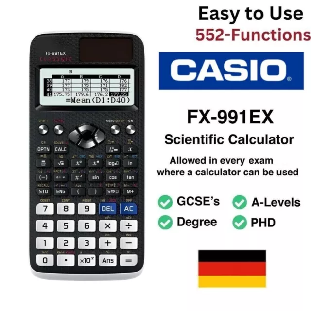 Casio FX-991E X wissenschaftlicher ClassWiz Rechner mit natürlichem Display