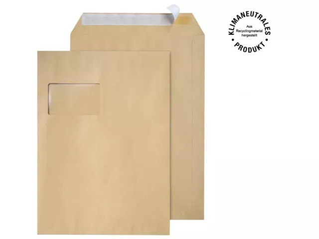 Briefumschläge Versandtaschen Umschlag DIN C4 für A4 Haftklebend braun Recycling 3