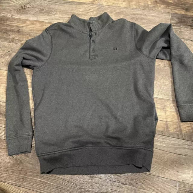 Travis Matthew Golf Quarter Zip Pullover Sweater L Mens Charcoal Long Sleeve