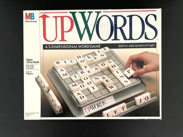 Vintage UPWORDS 3D Word Tile Board Game by Milton Bradley 1988 100% Complete