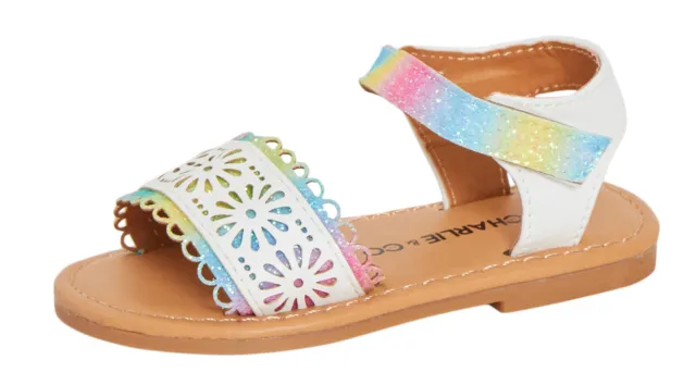 Sandali glitter arcobaleno bambine neonati cinturino punta aperta scarpe estive